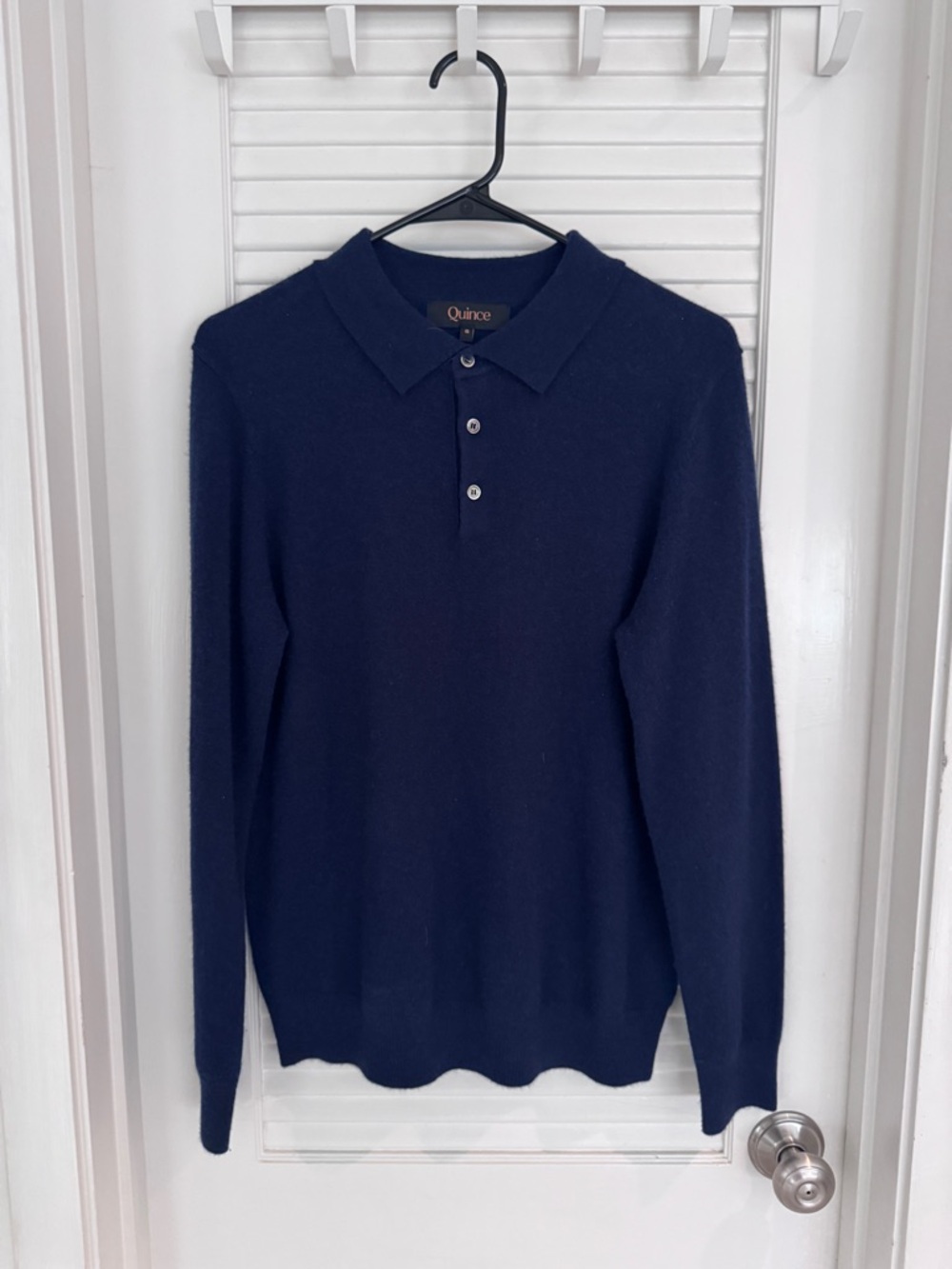 Quince Mongolian Cashmere Polo Sweater in Navy